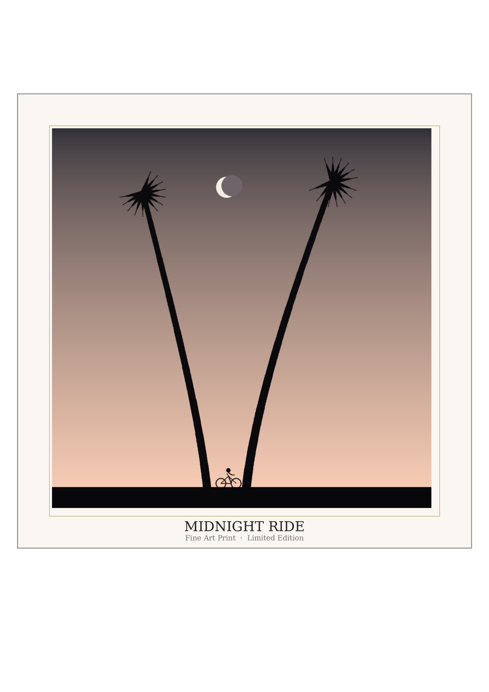 Midnight Ride — Palm Tree Silhouette Fine Art Print