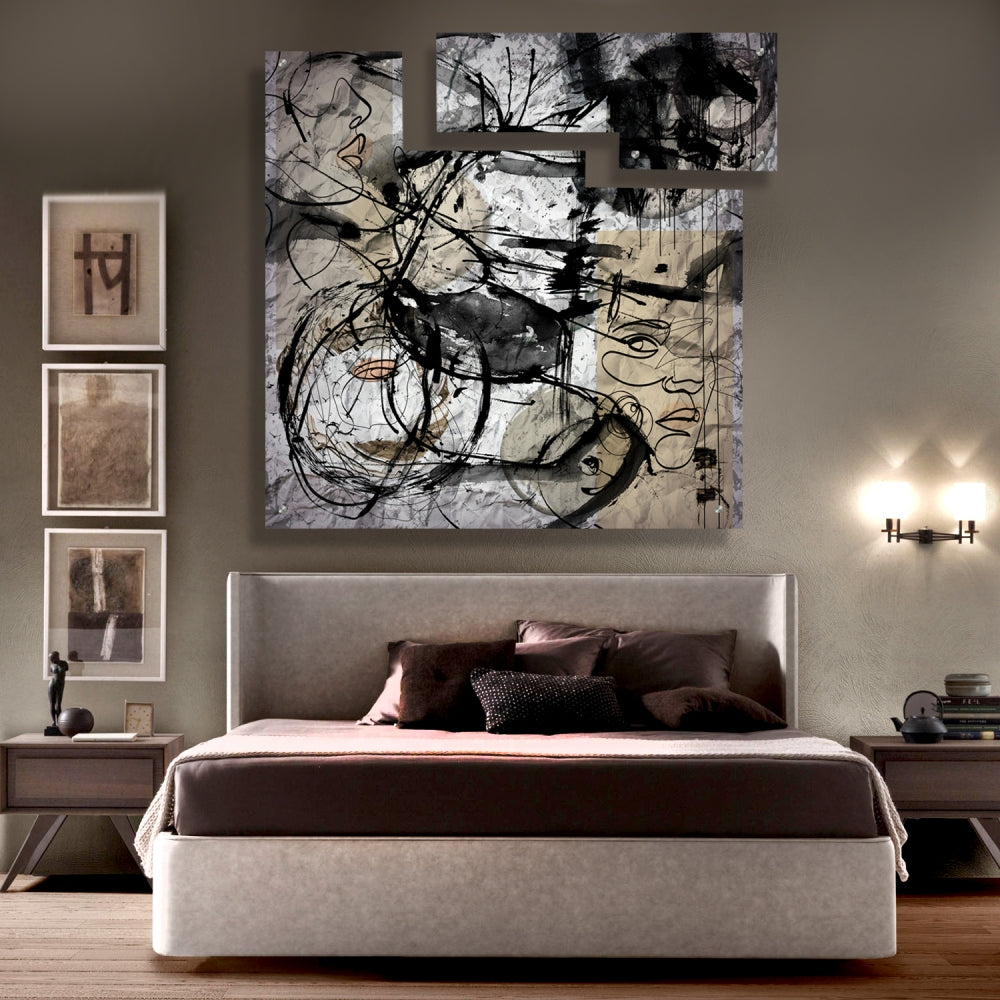 Monochrome Muse: Abstract Triptych Canvas Set