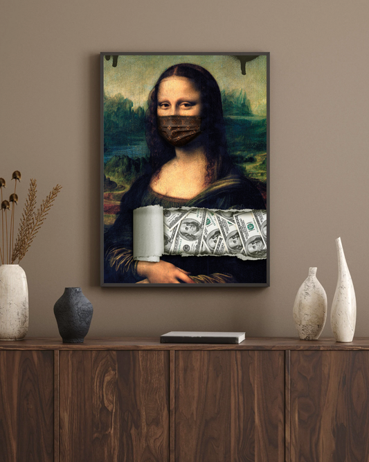 Modern Parody Mona Lisa Wall Art – Minimalist Canvas Print for Living Room Deco