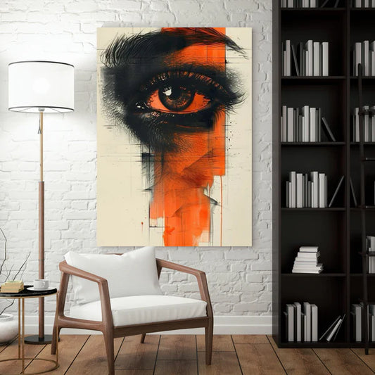 Mystic Eye – Abstract Expressionist Canvas in Black & Orange
