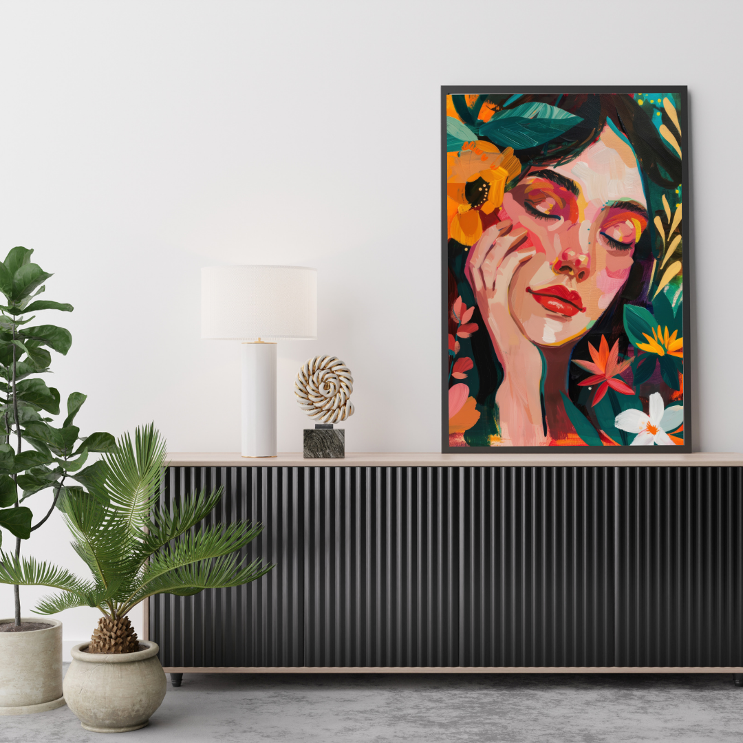 Modern Abstract Floral Art Print – Vibrant Wall Decor for Contemporary Interiors