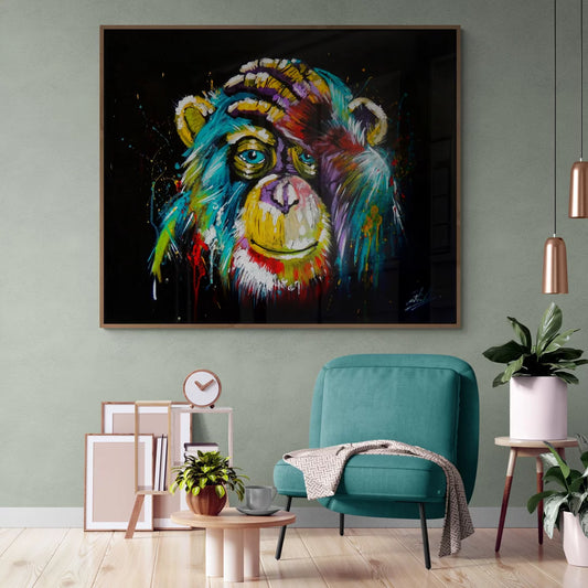 Colorful Thinking Monkey Canvas Art – Bold Pop Art Wall Decor