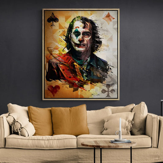 Abstract Joker Portrait Canvas – Vibrant Pop Culture Wall Art