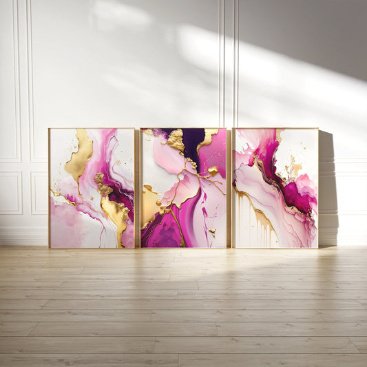 Elegant Pink & Gold Marble Canvas – Luxe Abstract Wall Art
