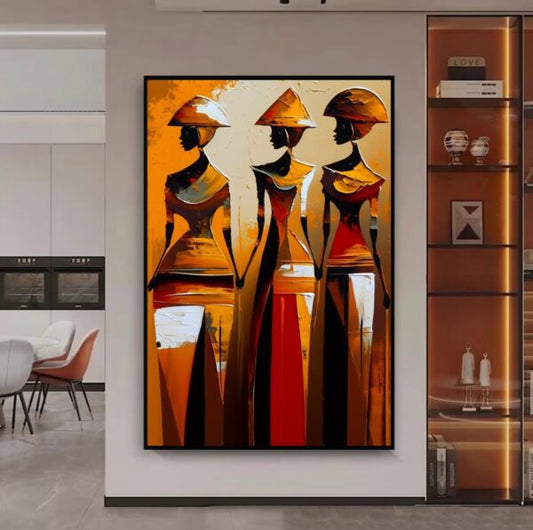 Vibrant Abstract Trio – Modern Figurative Canvas Art